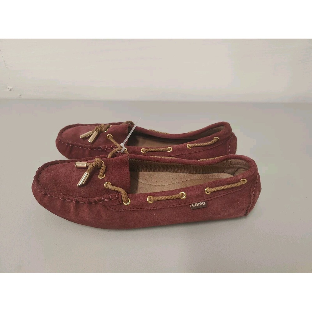 LAMO Driving Loafers Red Leather Suede Slip On Shoes Size 7.5‎